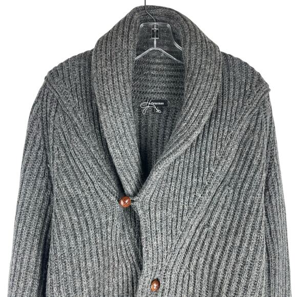 J. Peterman Classic Wool Shawl Collar Chunky Cardigan Men Size L - Picture 2 of 10